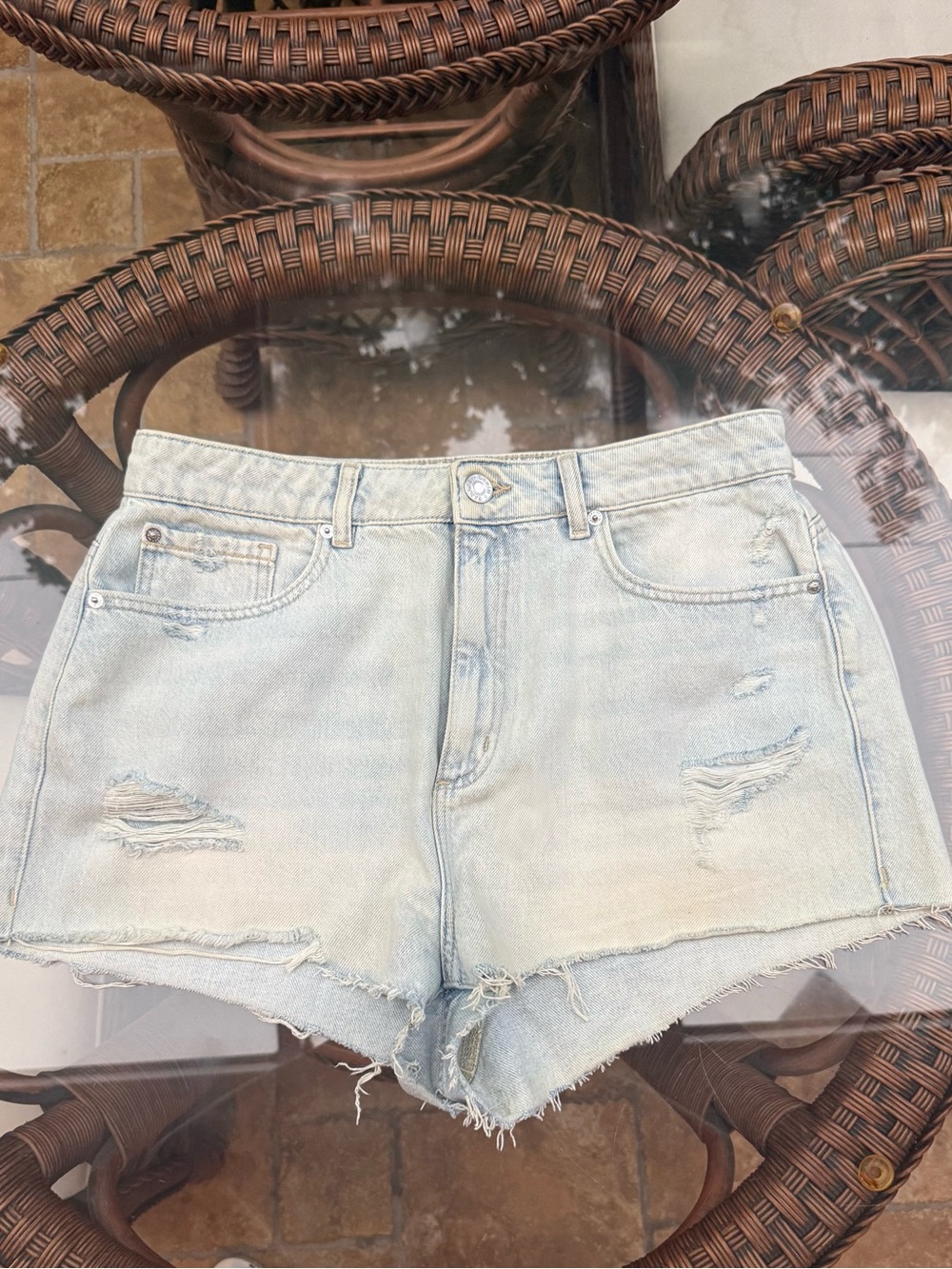 GARAGE Light Wash Festival Denim Shorts - Women